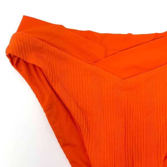 L*SPACE Pointelle Rib Court Bikini Bottom In Poppy Orange Size Large New - Picture 5 of 12